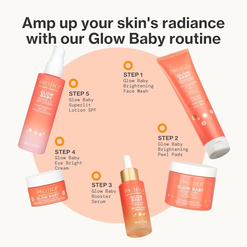 Pacifica Vitamin C Face Serum - Glow Baby Booster Facial Serum - Glycolic Acid Serum For Face - Dark Spot Corrector Anti Aging Brightening - Dermatologist Tested, Fragrance Free, Clean Skin Care Vegan