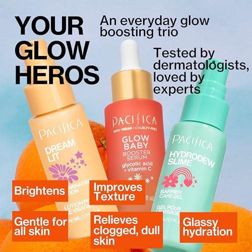 Pacifica Vitamin C Face Serum - Glow Baby Booster Facial Serum - Glycolic Acid Serum For Face - Dark Spot Corrector Anti Aging Brightening - Dermatologist Tested, Fragrance Free, Clean Skin Care Vegan