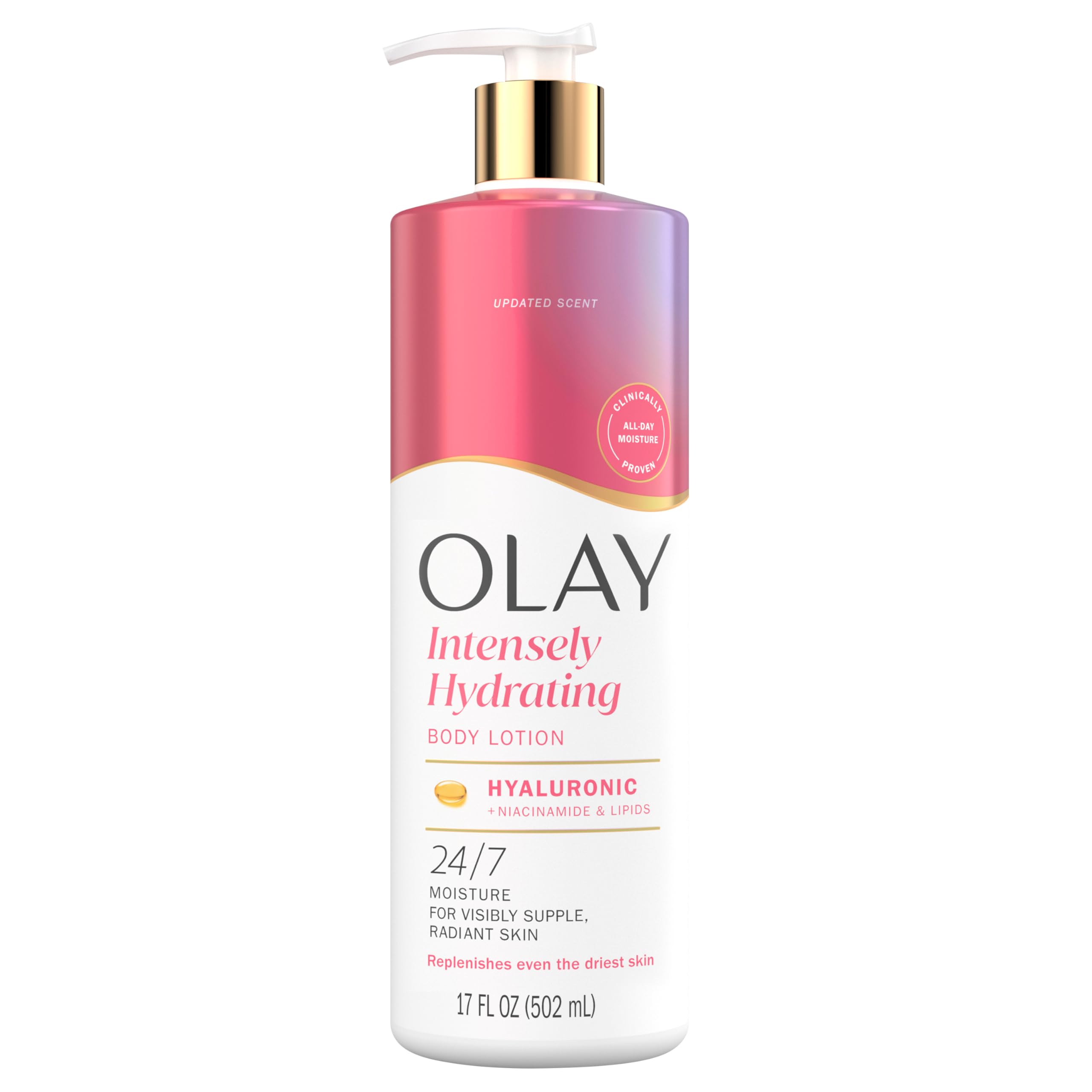 Olay Body Lotion for Women, Brightening with Vitamin C Serum, Visibly Bright & Radiant Skin, 24hr Moisture & Hydration, Fast Absorbing Formula, Vitamin B3 Complex, For All Skin Types, 17 fl oz