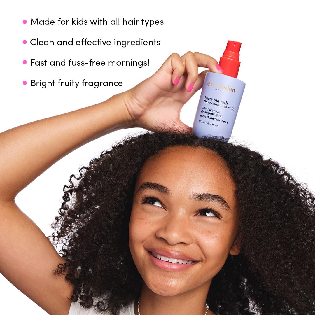 Evereden Kids Detangler Spray: 4-in-1 Leave-In Hair Spray | Detangle, Moisturize, Strengthen, & Protect | Easily Tackle Even the Toughest Knots | Clean & Vegan All types of Hair Product for Kids