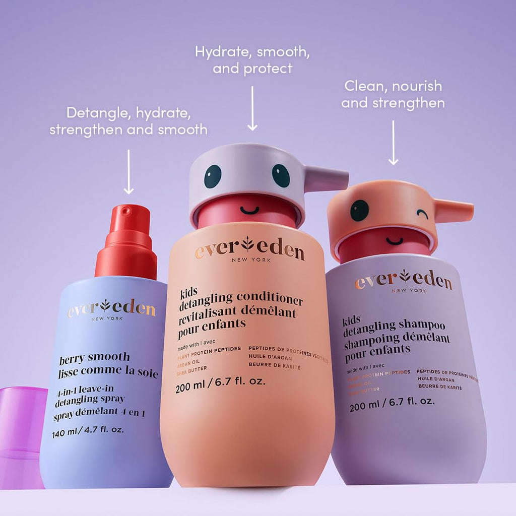 Evereden Kids Detangler Spray: 4-in-1 Leave-In Hair Spray | Detangle, Moisturize, Strengthen, & Protect | Easily Tackle Even the Toughest Knots | Clean & Vegan All types of Hair Product for Kids