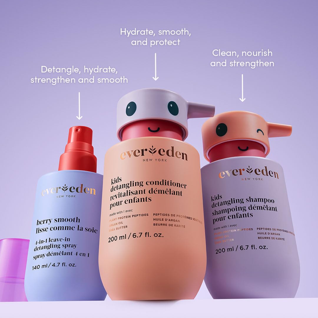 Evereden Kids Detangler Spray: 4-in-1 Leave-In Hair Spray | Detangle, Moisturize, Strengthen, & Protect | Easily Tackle Even the Toughest Knots | Clean & Vegan All types of Hair Product for Kids
