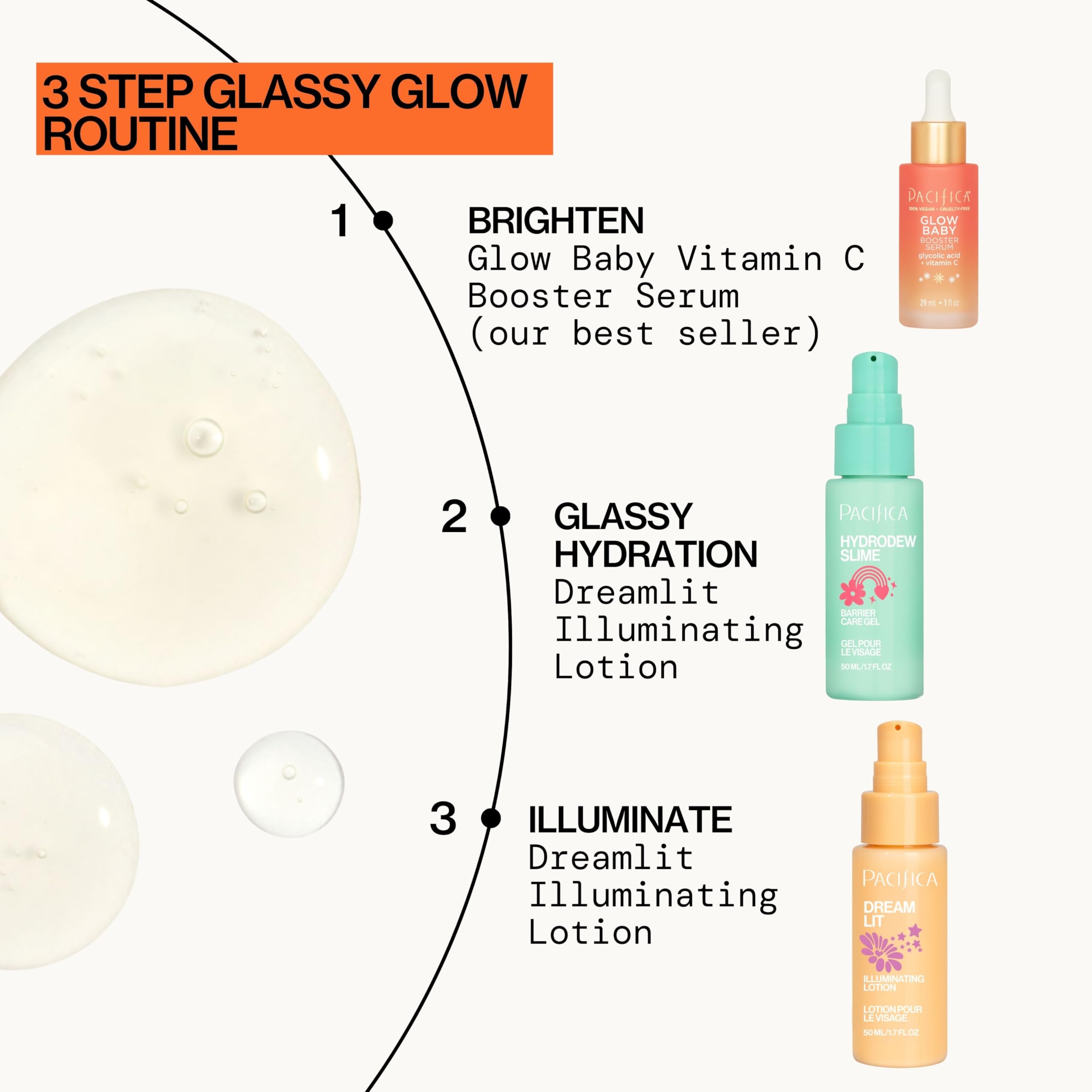 Pacifica Vitamin C Face Serum - Glow Baby Booster Facial Serum - Glycolic Acid Serum For Face - Dark Spot Corrector Anti Aging Brightening - Dermatologist Tested, Fragrance Free, Clean Skin Care Vegan