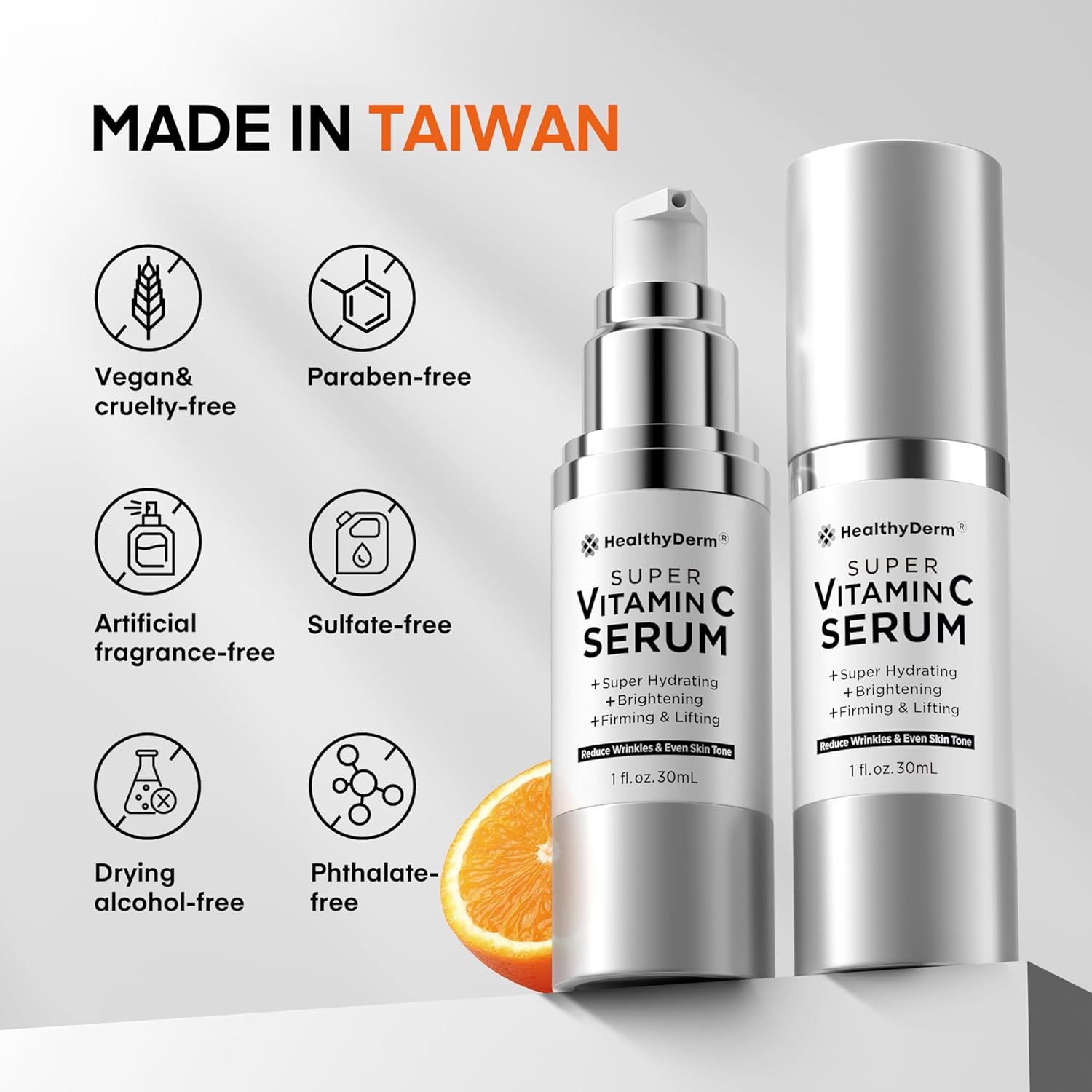 Super Vitamin C Serum for Women Over 70: Niacinamide, Vitamin C, Hyaluronic Acid, Peptides, Vitamin E, Caffeine, Bakuchiol, Hydrating, Lifting, Face Wrinkle & Age Spots Reduction