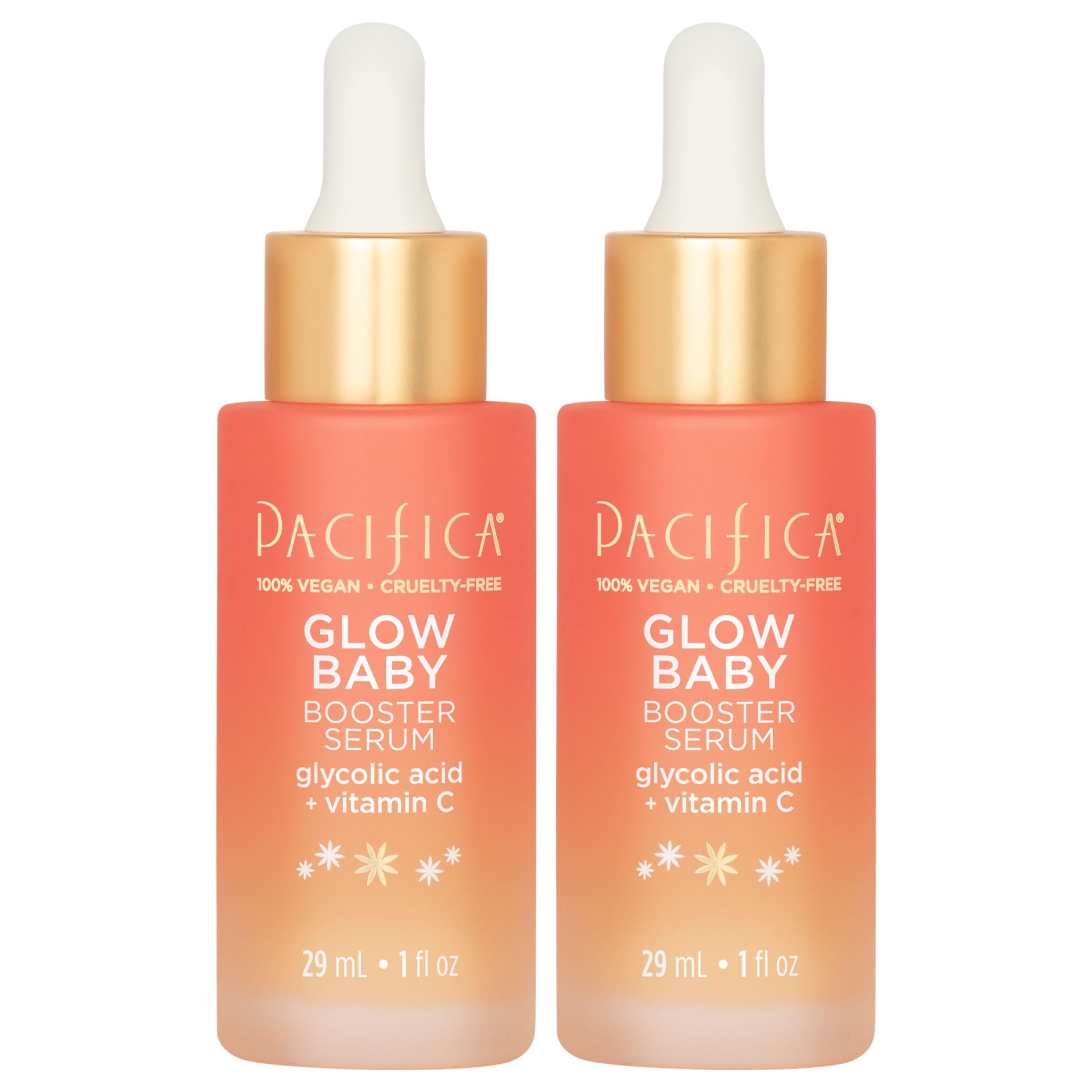 Pacifica Vitamin C Face Serum - Glow Baby Booster Facial Serum - Glycolic Acid Serum For Face - Dark Spot Corrector Anti Aging Brightening - Dermatologist Tested, Fragrance Free, Clean Skin Care Vegan