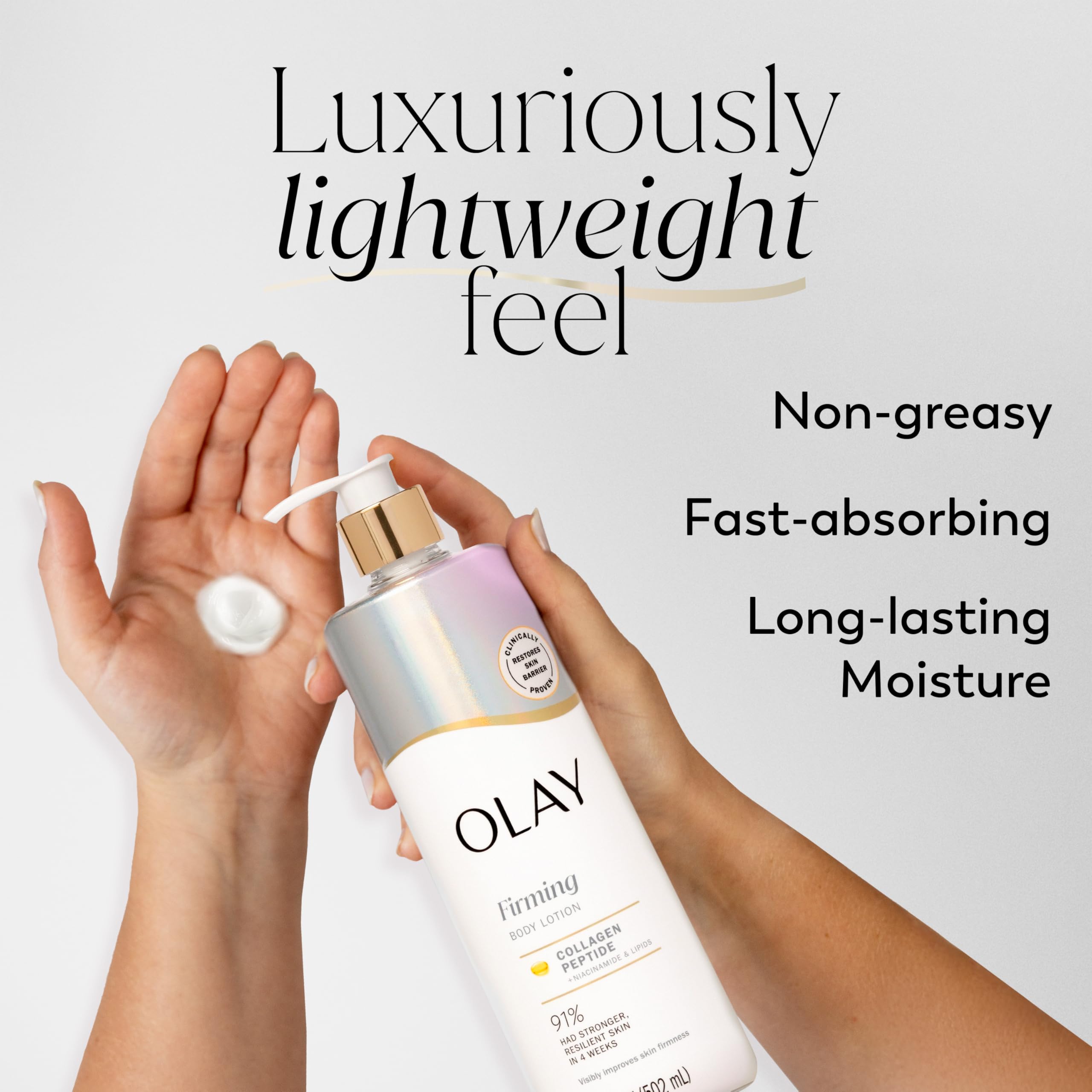 Olay Body Lotion for Women, Brightening with Vitamin C Serum, Visibly Bright & Radiant Skin, 24hr Moisture & Hydration, Fast Absorbing Formula, Vitamin B3 Complex, For All Skin Types, 17 fl oz